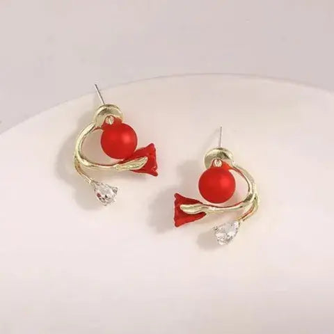 Aretes Perlas Rojas | Oro Laminado 18k