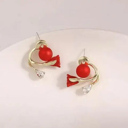Aretes Perlas Rojas | Oro Laminado 18k