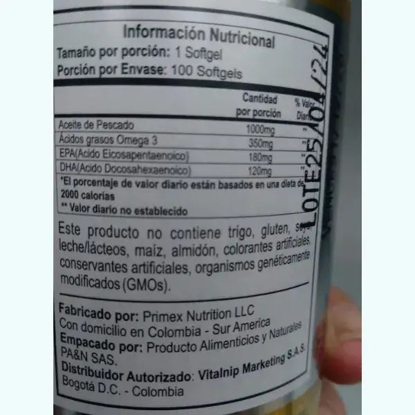 Omega 3 x100 Capsulas | Ultraconcentrado 1000mg + Envío gratis