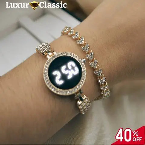 Reloj Luxur Led + Pulsera 🎁 Preventa Mes de las Madres -40% dcto