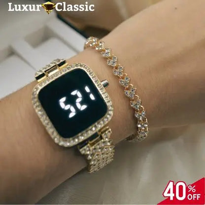Reloj Luxur Led + Pulsera 🎁 Preventa Mes de las Madres -40% dcto