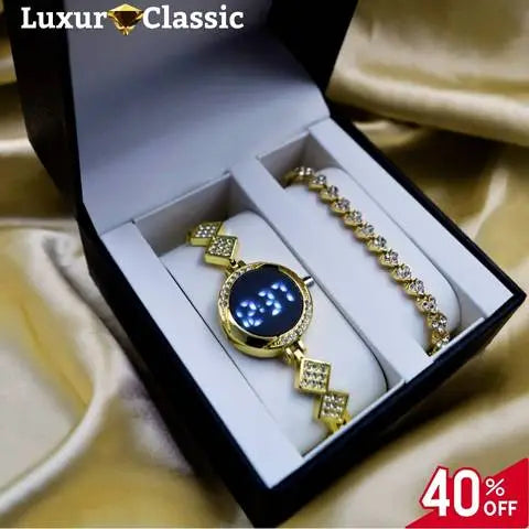 Reloj Luxur Led + Pulsera 🎁 Preventa Mes de las Madres -40% dcto