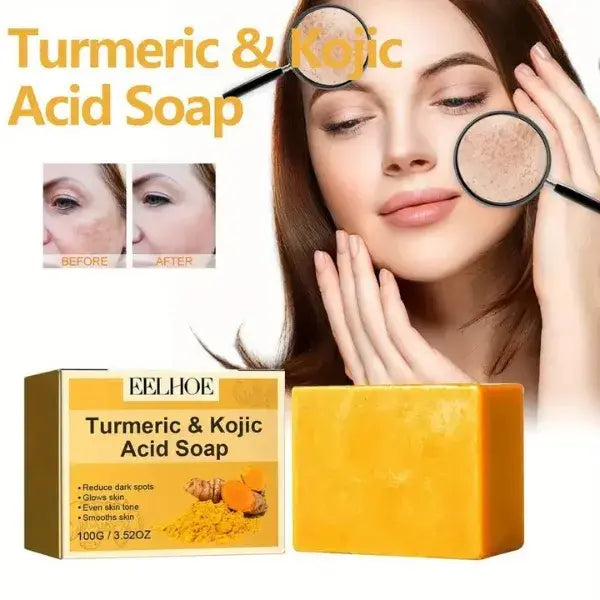 Elimina Manchas y Aclara tu Piel ✨ Jabón Mágico de Cúrcuma y Ácido Kójico